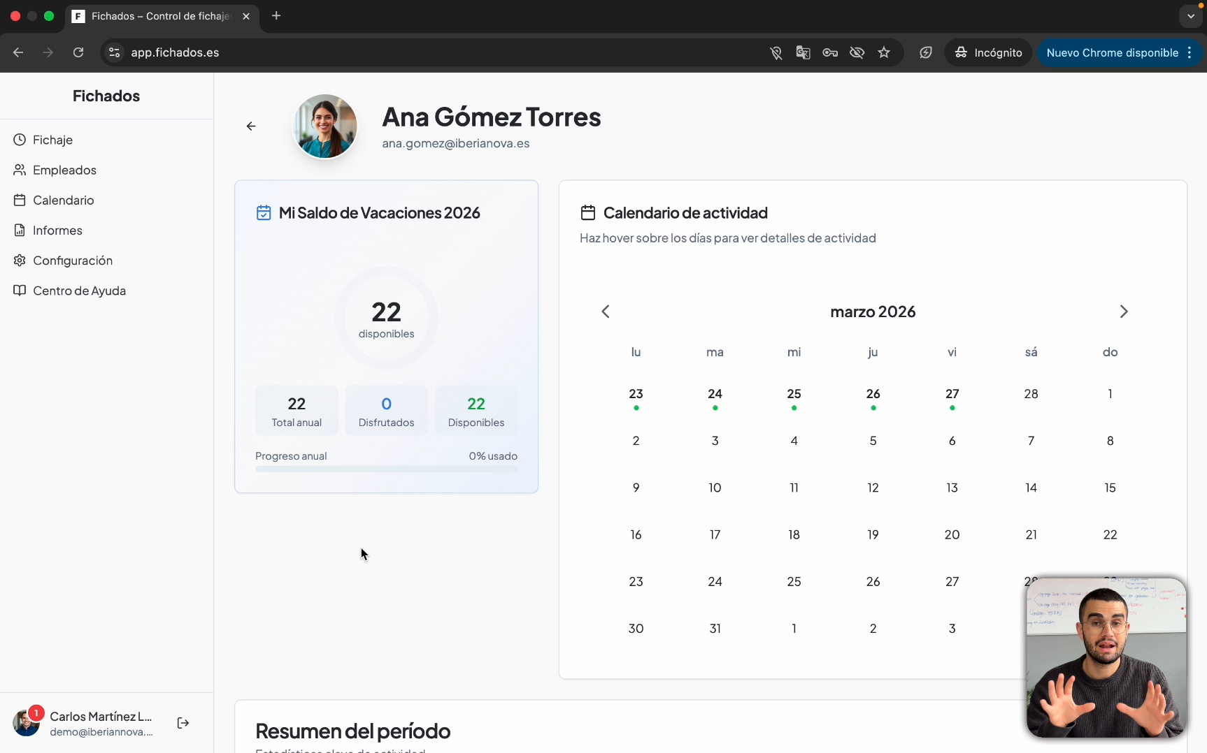 Vista previa de la demo de Fichados